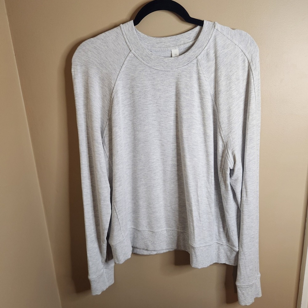 Lululemon Warm Down Crew Heathered Light Grey Size 12 W3CQMS